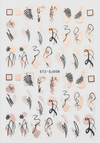 Nagelsticker - Aufkleber selbstklebend - Nail Sticker - Schwarz Rosegold Metallic Herbst